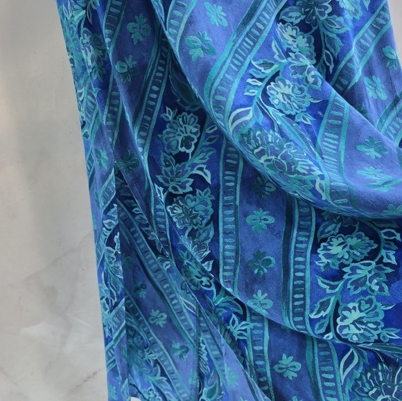 Vintage Hawaiian Dress Women Medium Blue Purple Midi Maxi Floral Tank 90s - Picture 10 of 12